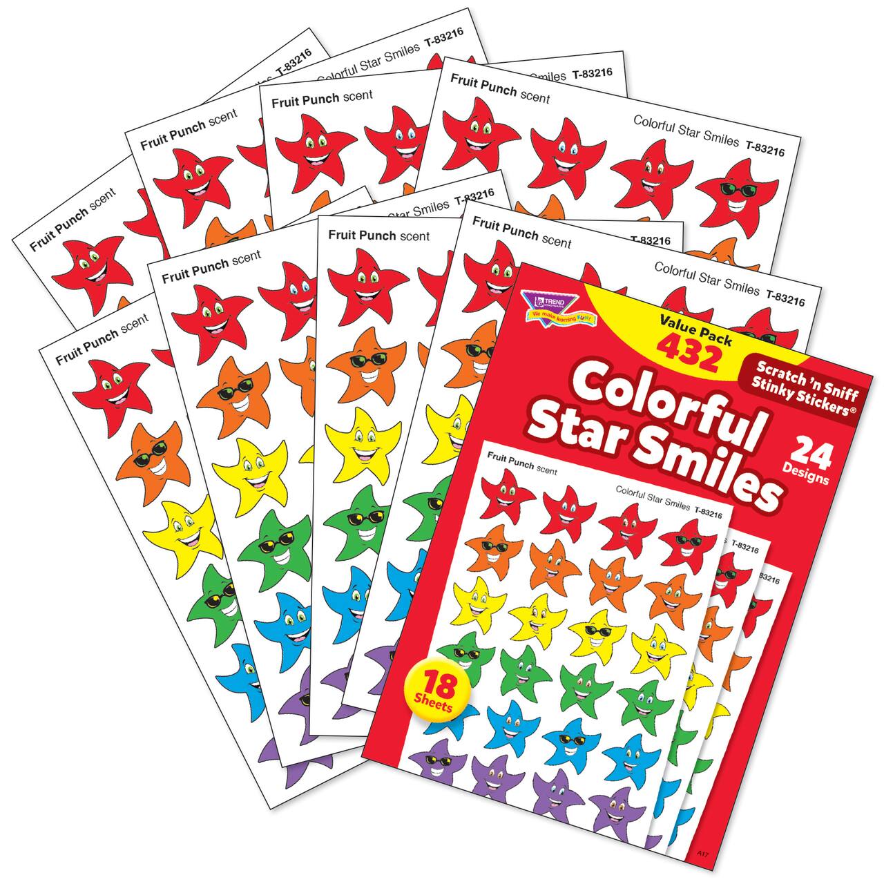 Trend Enterprises® Colorful Star Smiles Stinky Stickers®, 432 Pack